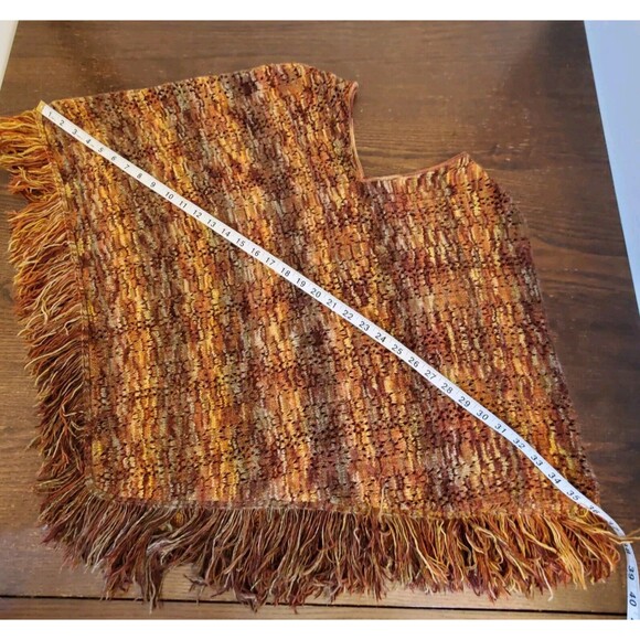 ALFRED DUNNER Petite S - M Sweater Poncho Cape Fringe Autumn Palette - Picture 5 of 14